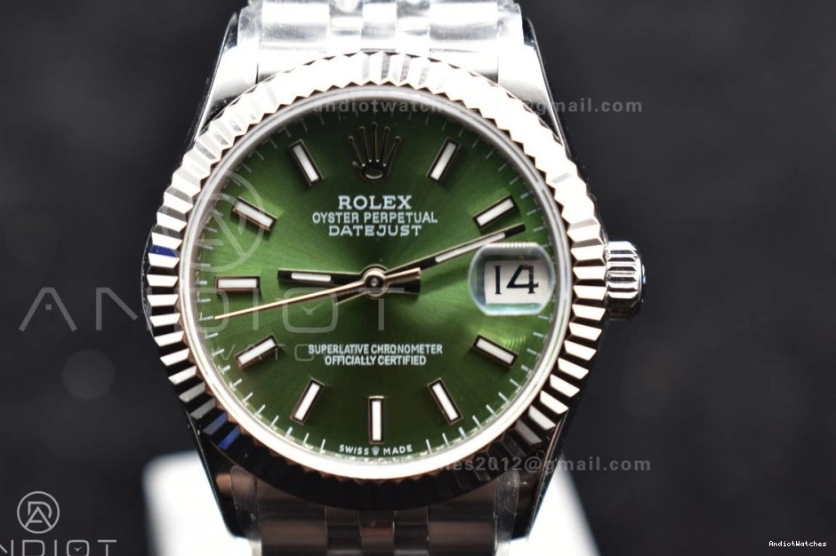 Steel ZeroBulk 31 278289 Syle President Markers DateJust Bracelet Green Dial Ladies on 316L Stick 557 WF 0502